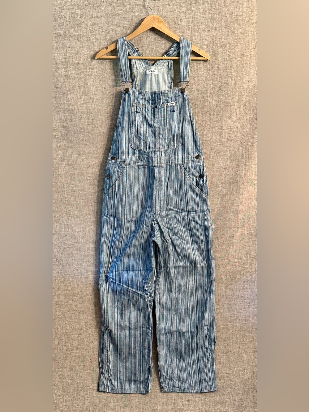 Wrangler x Free People Railroad Striped Straight Leg Overalls